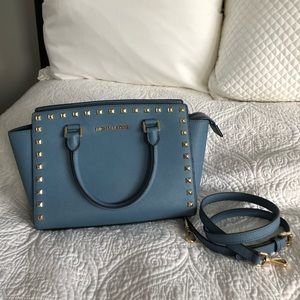 Michael Kors leather Selma blue / jean bag purse